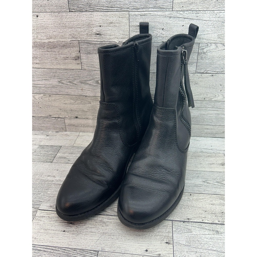 Clarks Collection Boots Womens‎ Size 8.5 Black Leather Soft Cushion Zip Ankle